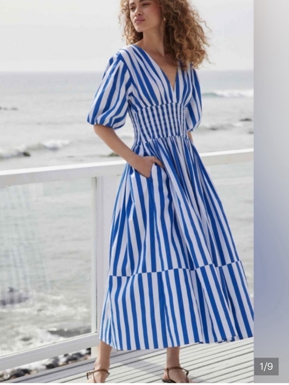 AYR The Extra Extra Marais Blue Regatta Stripe Maxi Dress Small Never Worn